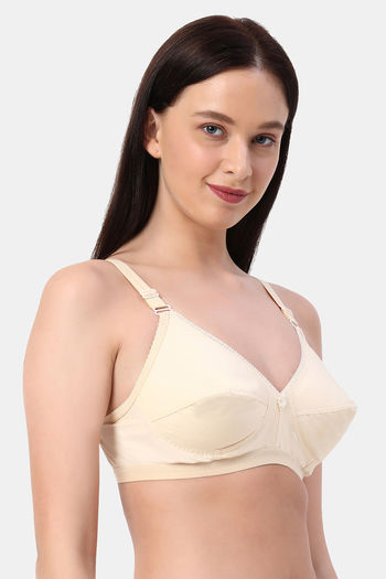 Buy Madhvi Lingerie Women's Poly Cotton Non-Padded Non-Wired Bra (Beige) at