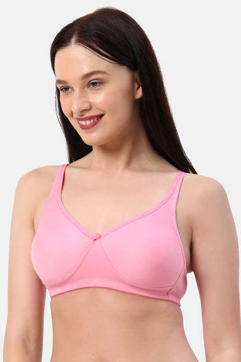 Buy Planetinner Non Padded Non Wired Double Layered Moulded Fabric T-Shirt  Bra - Pink at Rs.600 online