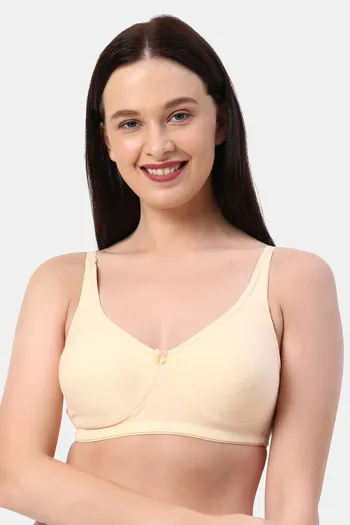 Planetinner Non Padded Non Wired Double Layered Moulded Fabric T-Shirt Bra  - Beige