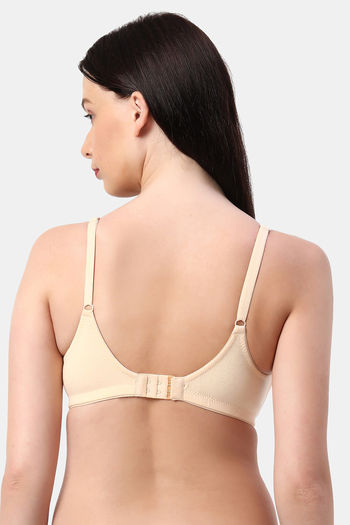Planetinner Non Padded Non Wired Double Layered Moulded Fabric T-Shirt Bra  - Beige
