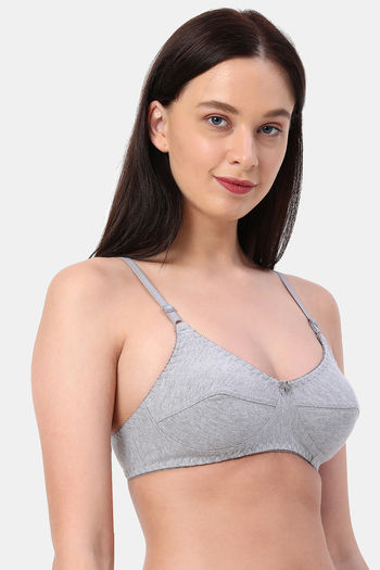 Buy Planetinner Non Padded Non Wired Melange Fabric Super Support Bra -  Peach at Rs.400 online