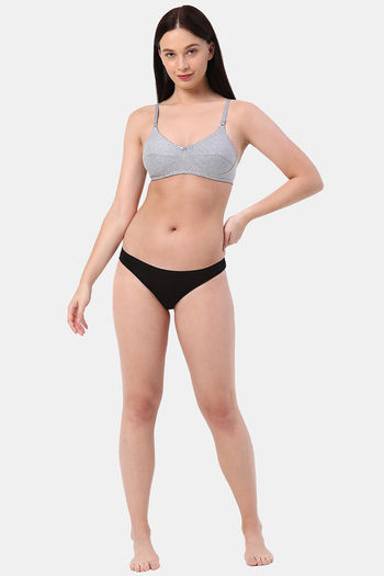 Buy Planetinner Non Padded Non Wired Melange Fabric Super Support Bra -  Grey at Rs.400 online