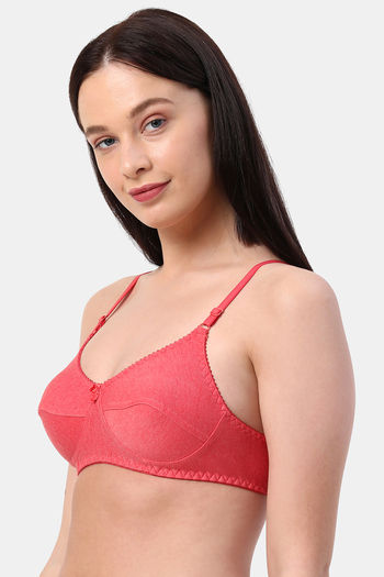 Buy Planetinner Non Padded Non Wired Melange Fabric Super Support Bra -  Peach at Rs.400 online