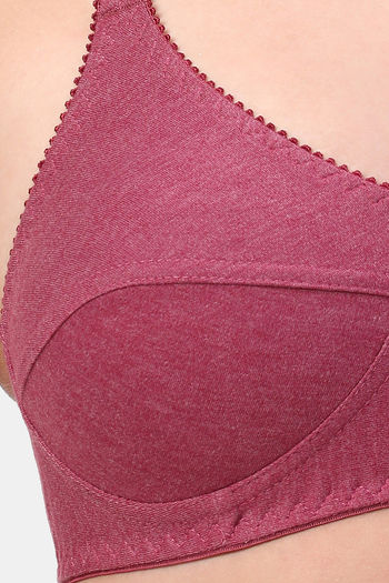 Planetinner Non Padded Non Wired Melange Fabric Super Support Bra - Maroon