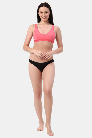 Buy Planetinner Medium Impact Non Padded Sports Bra - Peach at Rs.400  online