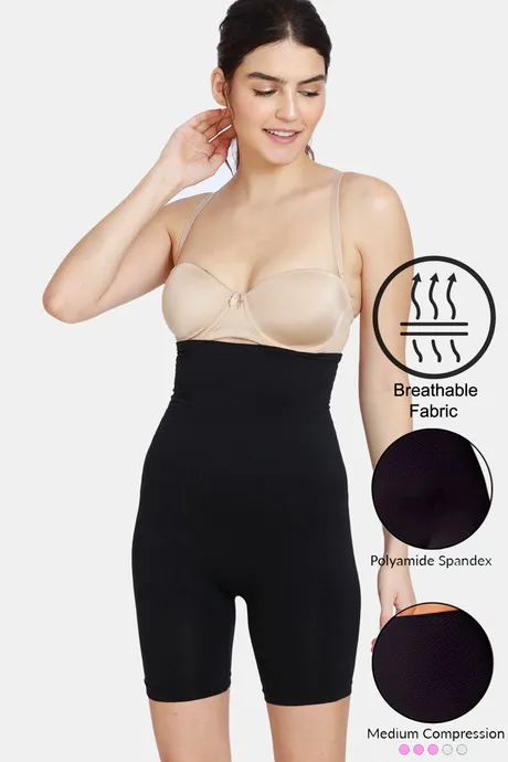 Zivame Women's Polyester Tummy and Thigh Shaper  (ZI3095FASH0BLAK00MED_Black) : : Fashion