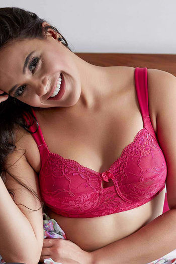 Buy Zivame True Curv Single Layered Non Wired Full Coverage Minimiser Bra-Bright  Rose at Rs.995 online