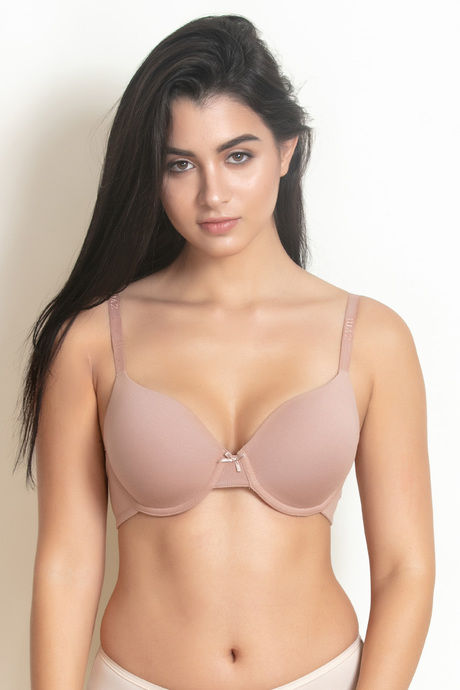 Buy Zivame Padded Wired 3/4th Coverage T-Shirt Bra - Beige at Rs.649 online