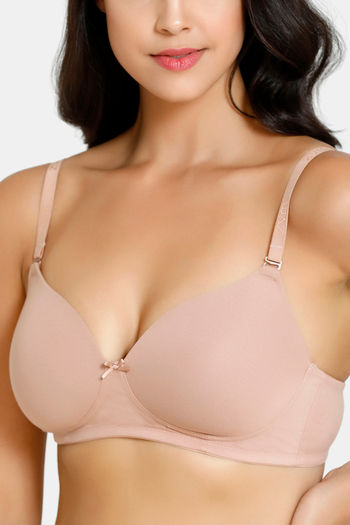 Buy Zivame Nude Coloured & Nude Coloured Solid Wirefree Lightly Padded T  Shirt Bra - Bra for Women 7782987