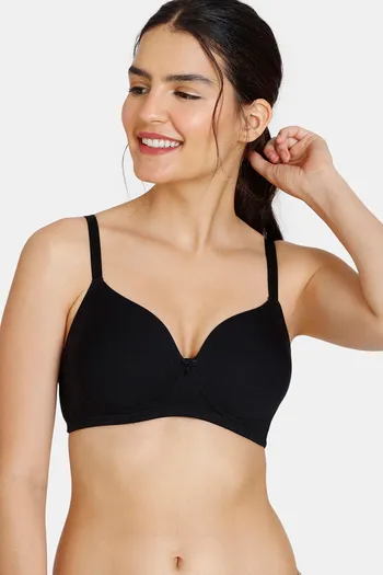 Buy Zivame Padded Non Wired 3/4th Coverage T-Shirt Bra - Black