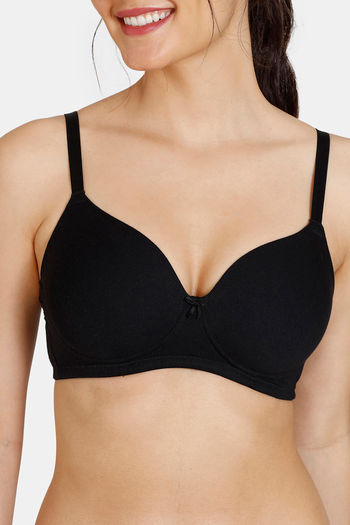 Buy Zivame Padded Non Wired 3/4th Coverage T-Shirt Bra - Black at Rs.434  online