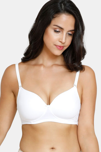 Buy Zivame Padded Non Wired 3/4th Coverage T-Shirt Bra - White