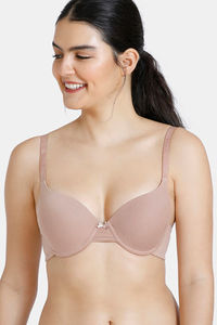 Buy Zivame Push Up Wired Medium Coverage T-Shirt Bra-Beige
