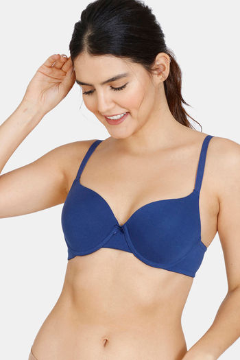 Zivame Push Up Wired Low Coverage Bra - Blue