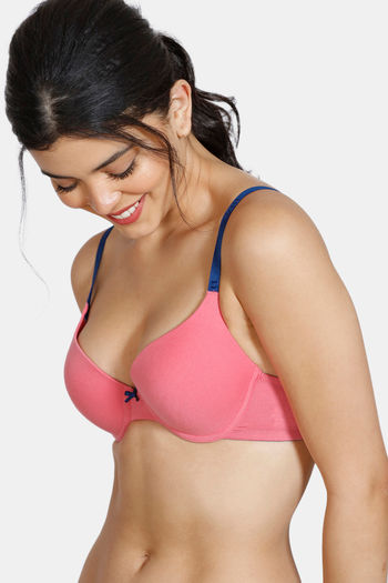 Buy Zivame Push Up Wired Medium Coverage T-Shirt Bra - Coral at Rs.562  online