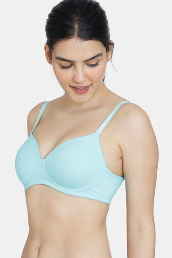 Buy Zivame Women's Cotton Elastane Non Padded Wired Casual Full Coverage  Super Support Bra (ZI112BFASH0BLUE032DD_Blue_32DD) at