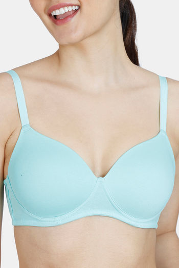 Buy Zivame Padded Wired 3/4th Coverage T-Shirt Bra - Biscay Bay at Rs.598  online