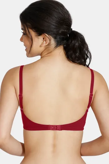 Buy Zivame Padded Non-Wired 3/4th Coverage Ultra Low Back T-Shirt Bra -  Beet Red at Rs.389 online