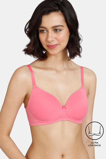 Buy Zivame Padded Non-Wired 3/4th Coverage Ultra Low Back T-Shirt Bra - Pink Lemonade
