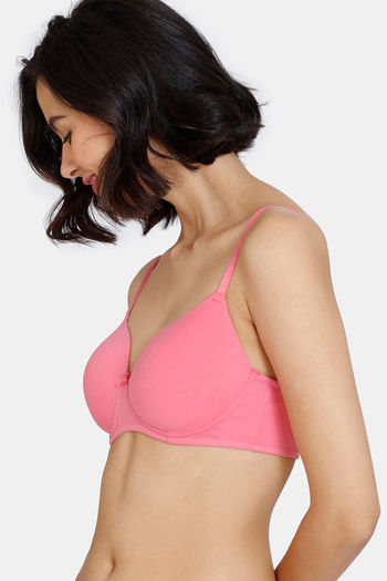 Buy Zivame Padded Non-wired 3-4th Coverage Ultra Low Back T-shirt Bra Pink  online