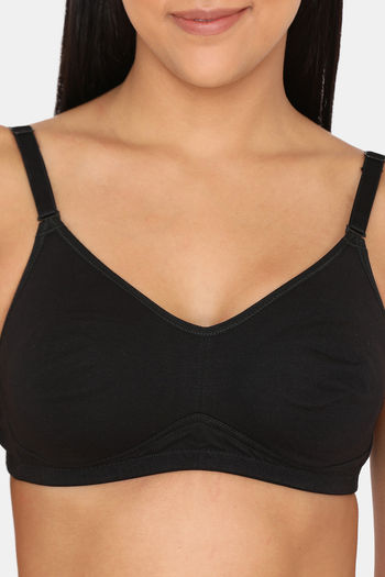 Zivame Double Layered Non Wired Full Coverage Ultra Low Back Backless Bra -  Black