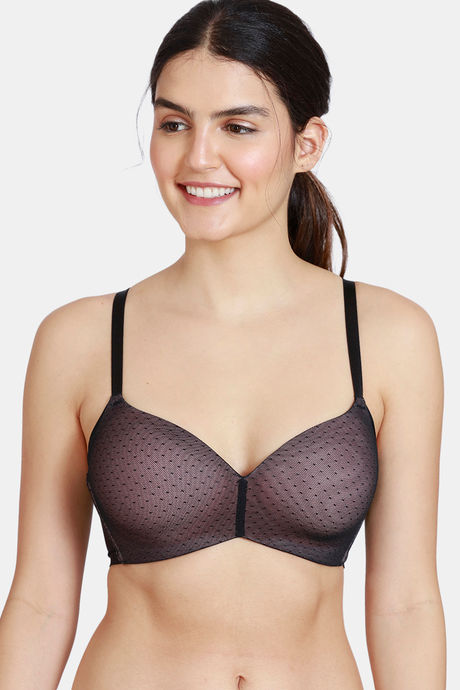 Buy Zivame Sporty Twist Padded Non Wired 3/4th Coverage T-Shirt Bra - Black  at Rs.405 online