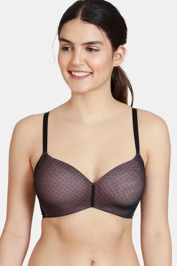 Buy Zivame Padded Non Wired 3/4th Coverage T-Shirt Bra - Black