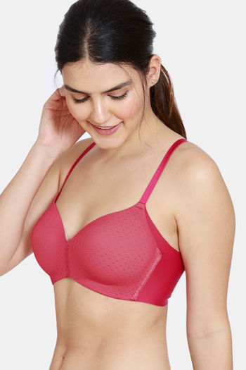 Buy Zivame Women's Padded Wired Medium Coverage T-Shirt Bra  (ZI1132CORE00RED0032A_Red_32A) at