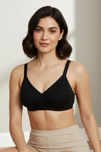 Buy Zivame Single Layered Non Wired Full Coverage T-Shirt Bra - Black