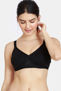 Buy Zivame Single Layered Non Wired Full Coverage Super Support Bra - Black