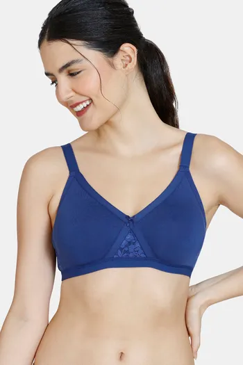 Buy Zivame Single Layered Non Wired Full Coverage T-Shirt Bra - Blue Depth  at Rs.360 online