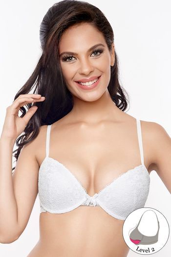 Buy Zivame Lace Embrace Wired Moderate Push Up White Bra at Rs.1295 online