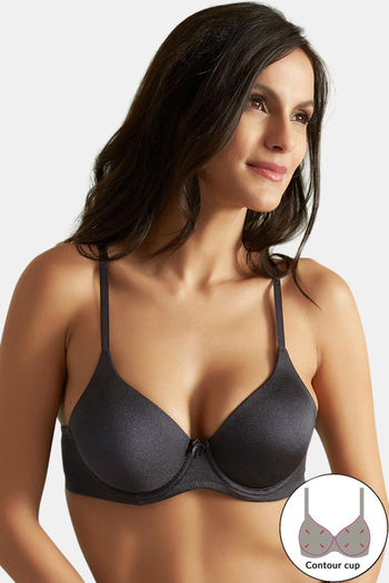 Zivame Priority Padded Wired 3/4th Coverage T-Shirt Bra-Black