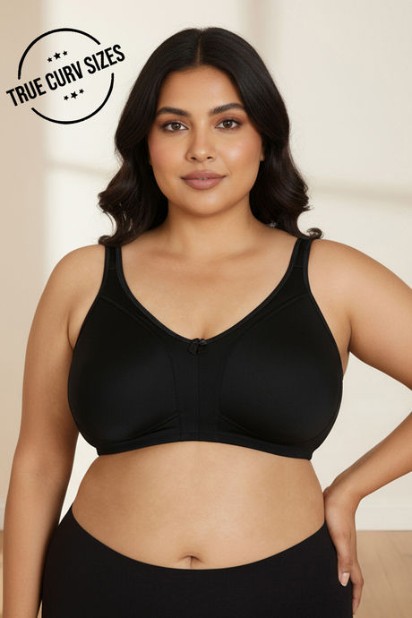 Zivame True Curv Cotton Laminated Non Wired Full Coverage Sag Lift Bra - Black