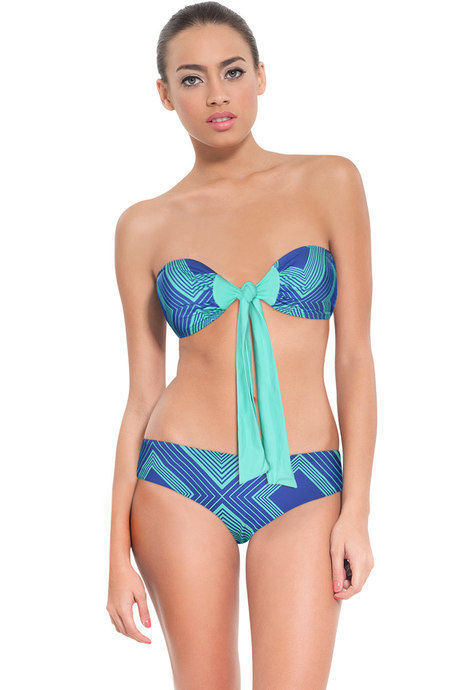 Zivame Aqua Neon Maze Bandeau Bikini Set With Removable Cups