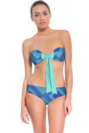 Zivame Aqua Neon Maze Bandeau Bikini Set With Removable Cups