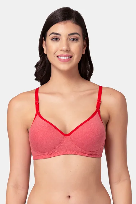 Buy Souminie Padded Non-Wired Full Coverage T-Shirt Bra - Red at Rs.243  online