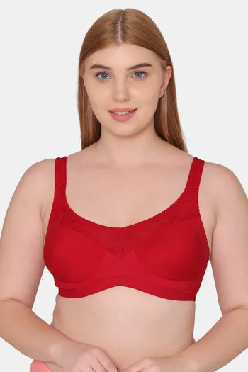 Buy Souminie Double Layered Non-Wired Full Coverage Minimiser Bra - Red at  Rs.315 online