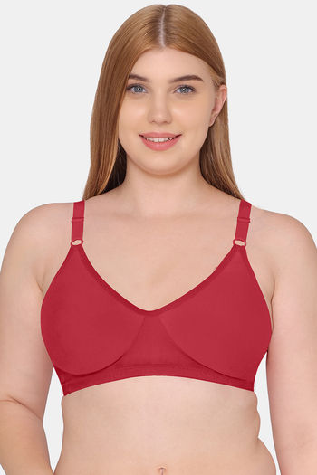 Buy Souminie Double Layered Non Wired Full Coverage Minimiser Bra - Red