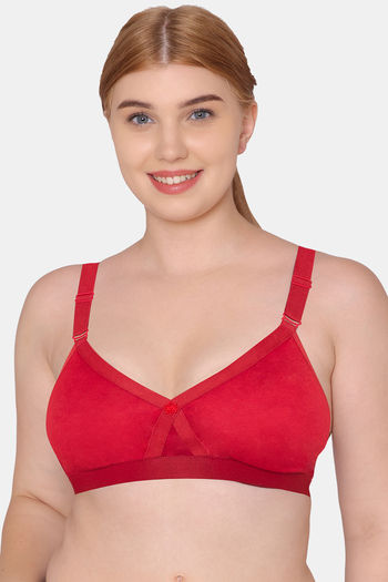 Buy Souminie Double Layered Non Wired Full Coverage Minimiser Bra - Red