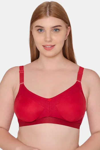 Buy Souminie Double Layered Non Wired Full Coverage Minimiser Bra - Red