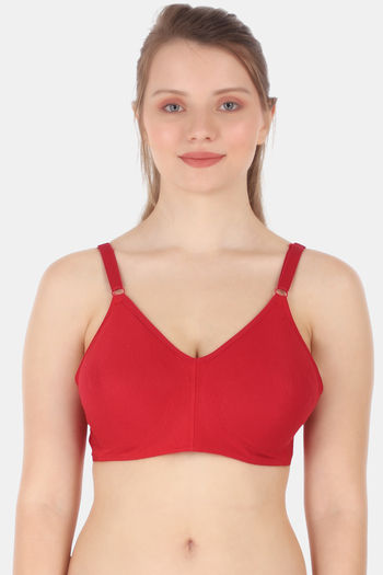 Buy Souminie Double Layered Non Wired Full Coverage Minimiser Bra - Red