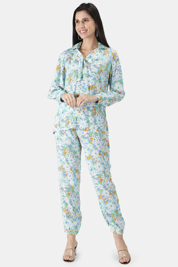 Buy Dusk Attire Polyester Pyjama Set - Blue at Rs.2690 online