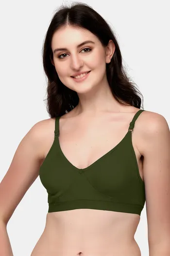 Buy Exotica Lingerie Italian Double Layered Non Wired Full Coverage  Bralette - Olive Green at Rs.419 online