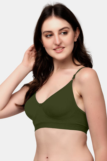 Buy Exotica Lingerie Italian Double Layered Non Wired Full Coverage Bralette  - Olive Green at Rs.419 online