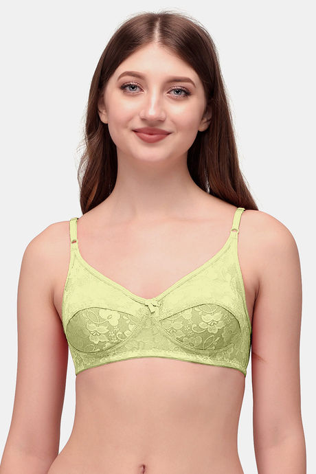 Exotica Lingerie Single Layered Non Wired Medium Coverage Lace Bra Bra -  Light Yellow