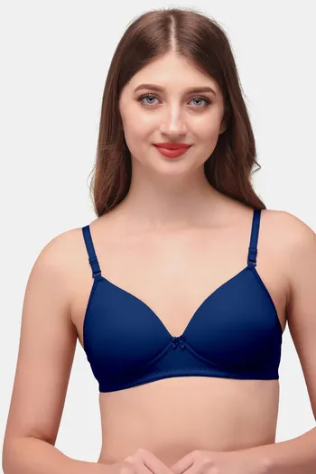 Buy Exotica Lingerie Padded Non Wired Medium Coverage Push up Bra - Blue