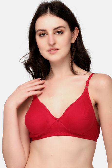 Buy Exotica Lingerie Double Layered Non Wired Medium Coverage T-Shirt Bra -  Red at Rs.449 online