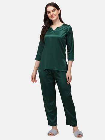 Buy Smarty Pants Satin Pyjama Set Green at Rs.1599 online