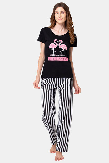 Buy Lounge Dreams Cotton Pyjama Set - Black